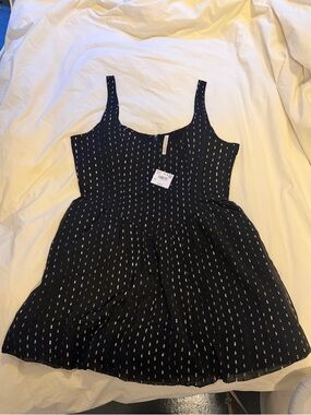 American Eagle Outfitters Black Mini Dress with Silver Print